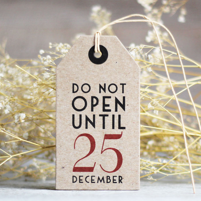 Etiquetas kraft Do Not Open until 25 December (6 uds)