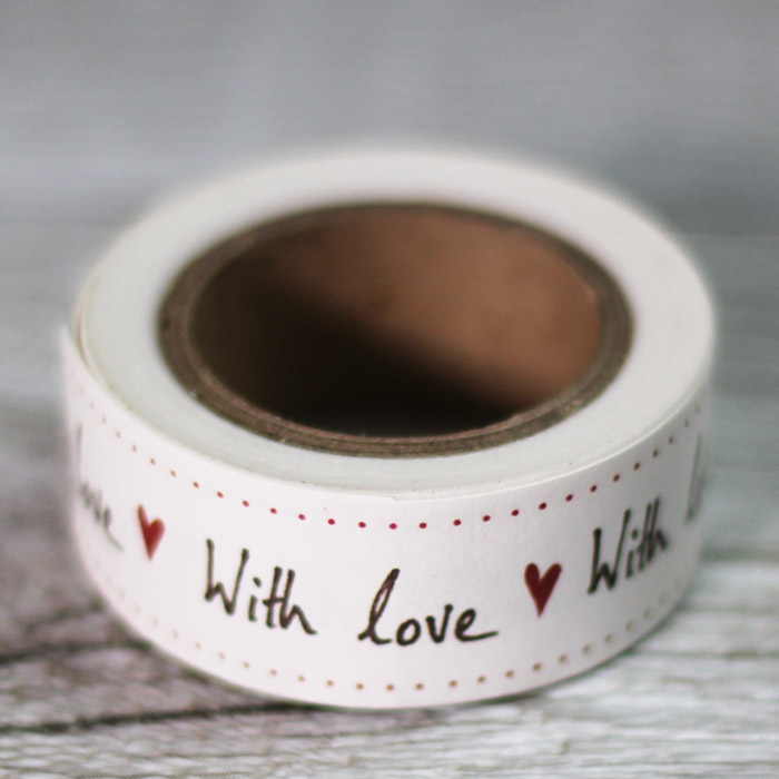 Washi tape beige with love con corazón