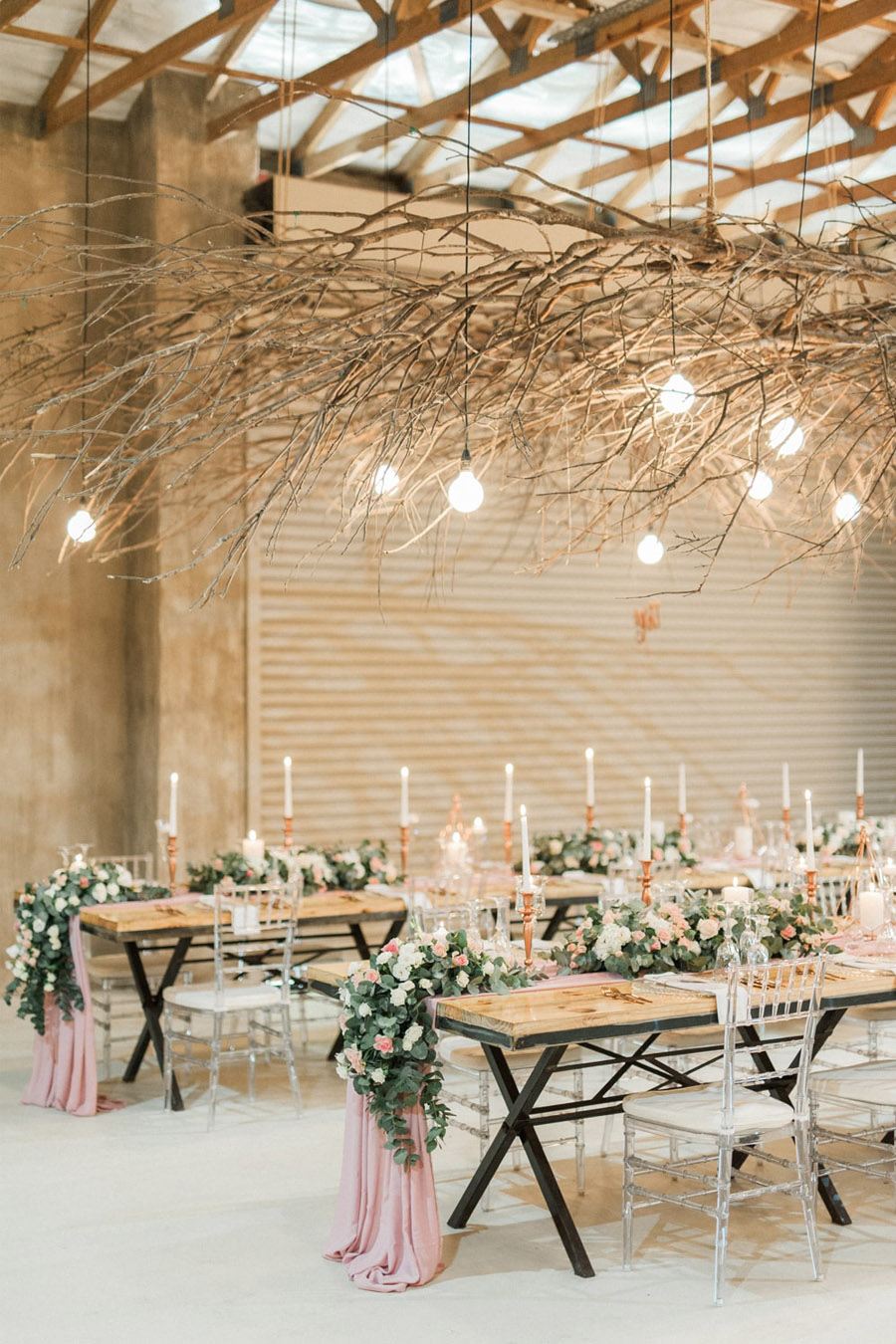 Decoración de boda rosa y dorado - Boda rústica 6