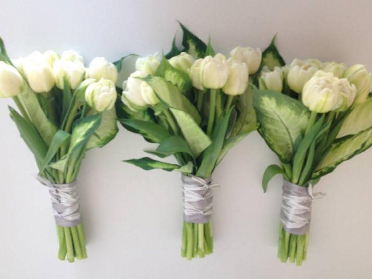Details 48 ramo novia tulipanes blancos