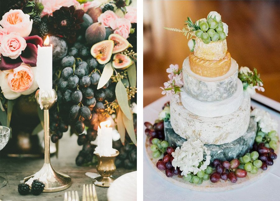 DECORACIÓN DE BODA CON UVAS pastel-uvas 