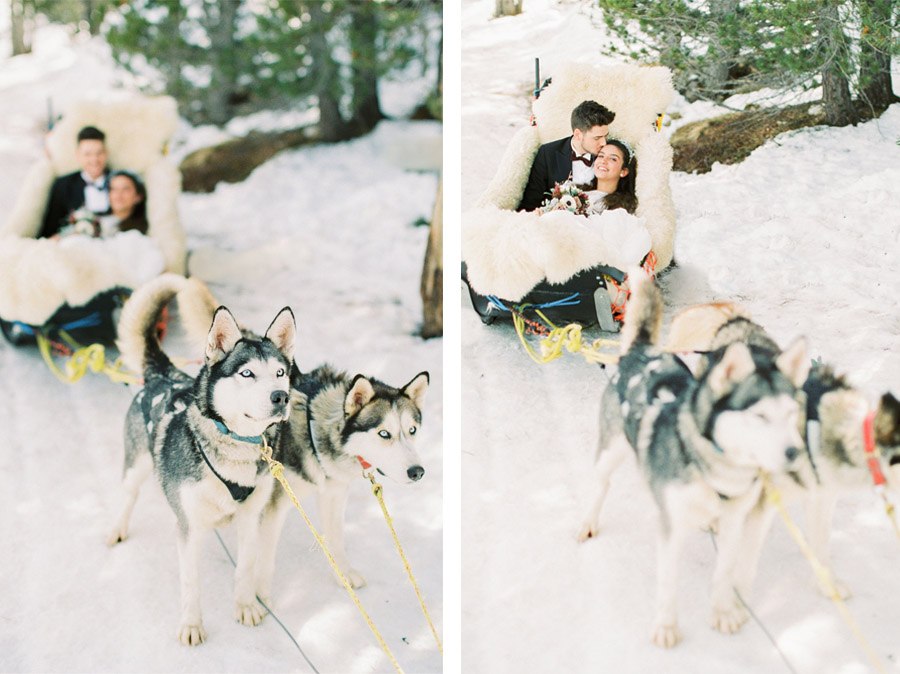 UNA ROMÁNTICA BODA DE INVIERNO novios-trineo 