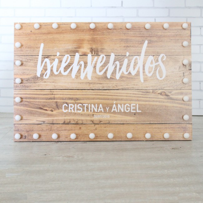 Cartel bienvenidos luminoso: Carteles madera