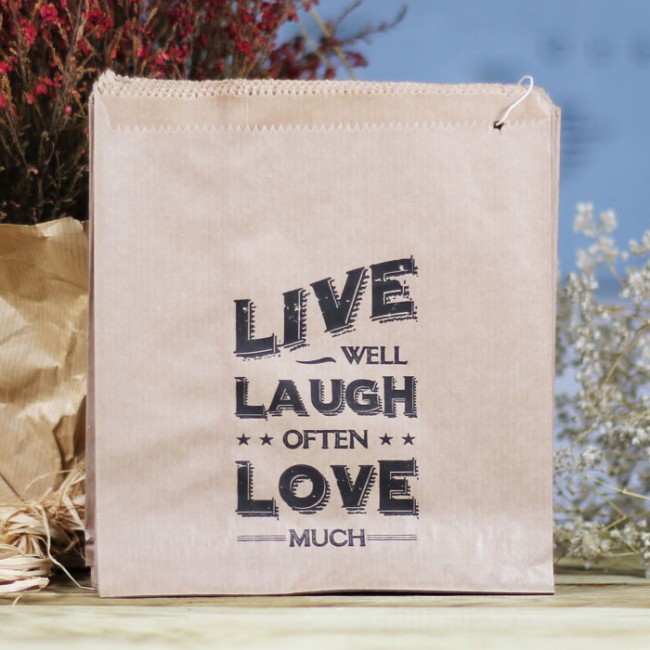 Bolsa kraft live laugh love (40 uds): Detalles bonitos