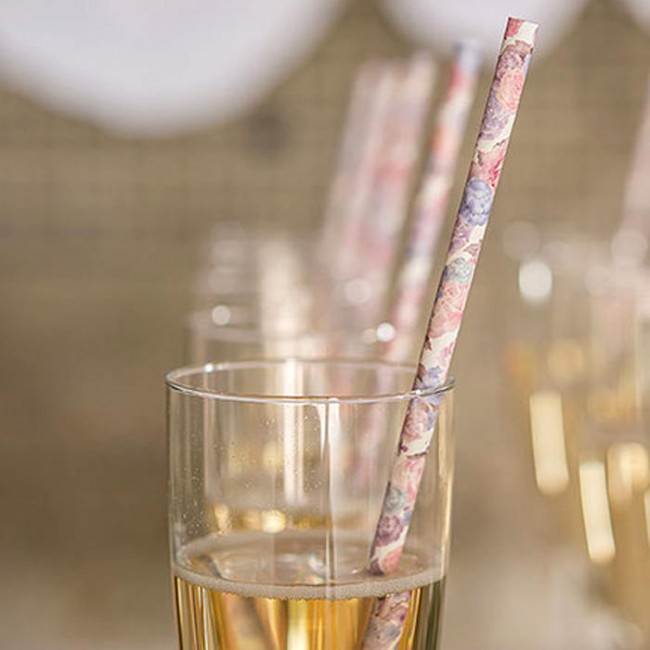 Cañitas motivos florales (25 uds.): Detalles Candy Bar