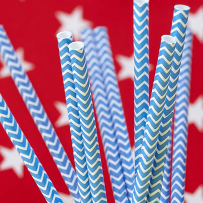 Cañitas rayas azules chevron 25 uds.: Candy Bar