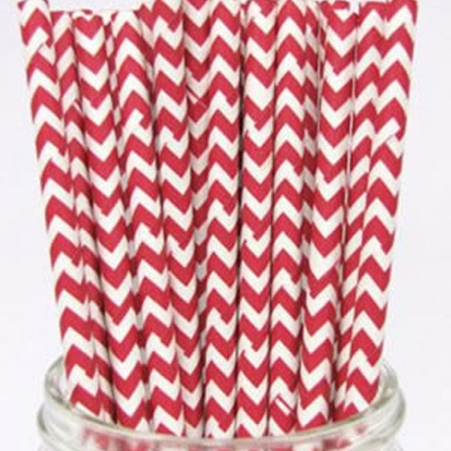 Cañitas rayas rojas chevron 25 uds.: Detalles Candy Bar