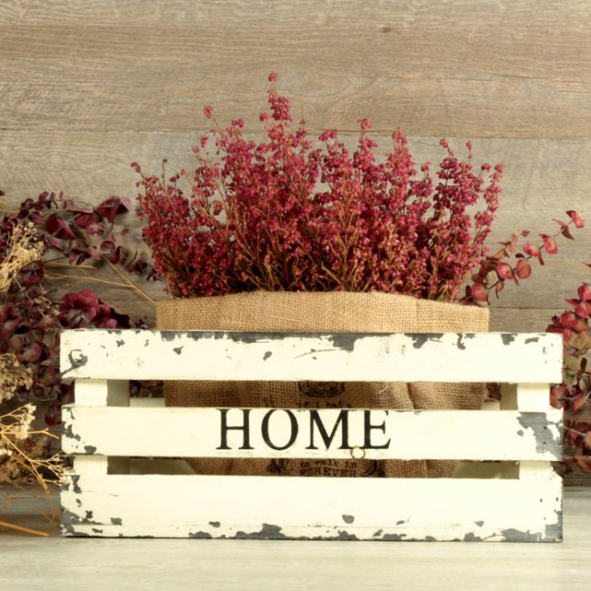 Caja de fruta blanca: Decoración vintage