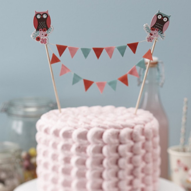 Cake Topper de guirnalda y buhos