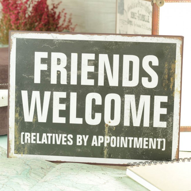 Placa de metal friends welcome