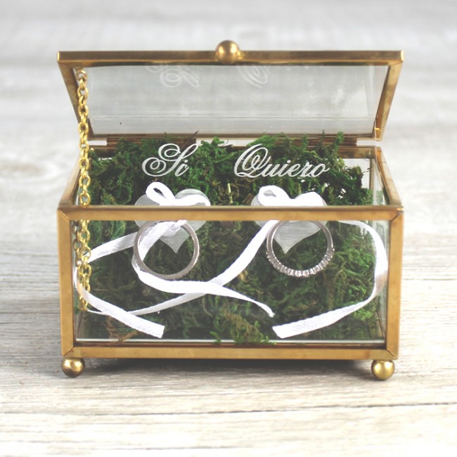 Caja porta alianzas de cristal: Detalles originales