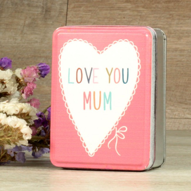 Cajita de metal Love You Mum: Detalles originales