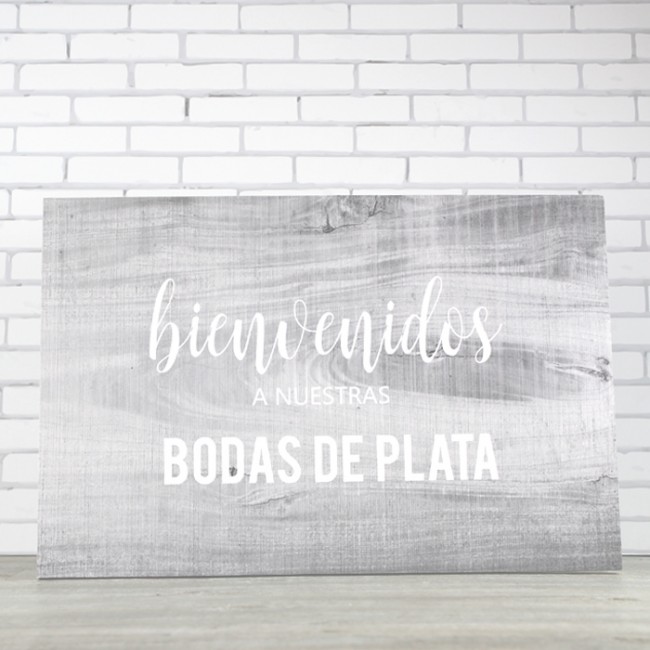 Cartel bodas de plata: Carteles madera
