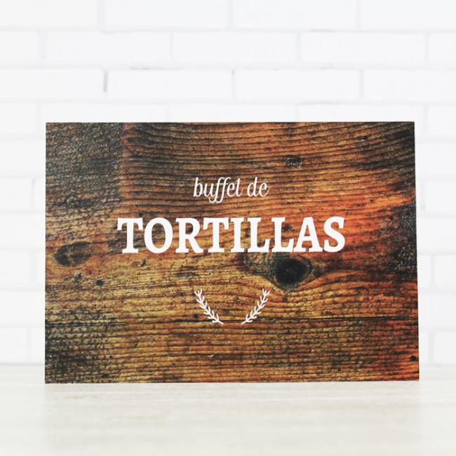 Cartel buffet de tortillas rústico: Carteles madera