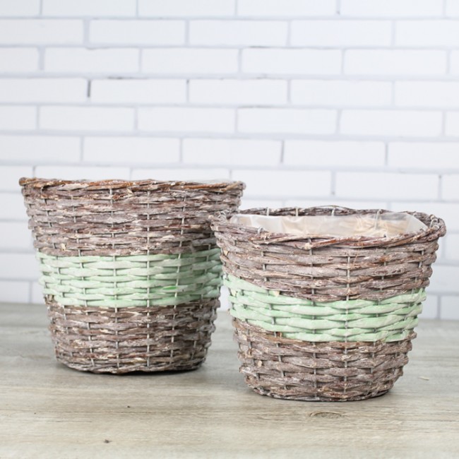 Cestos de mimbre mint: Detalles boda