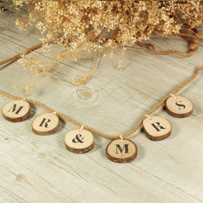 Guirnalda Mr & Mrs de madera