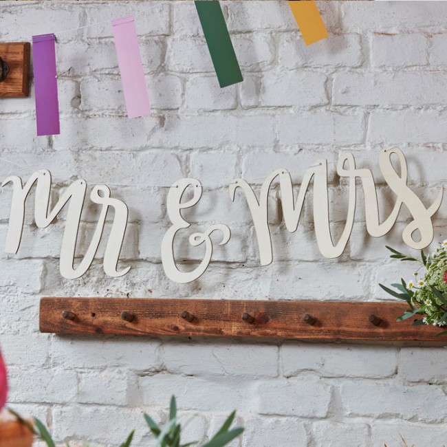 Guirnalda Mr & Mrs de madera