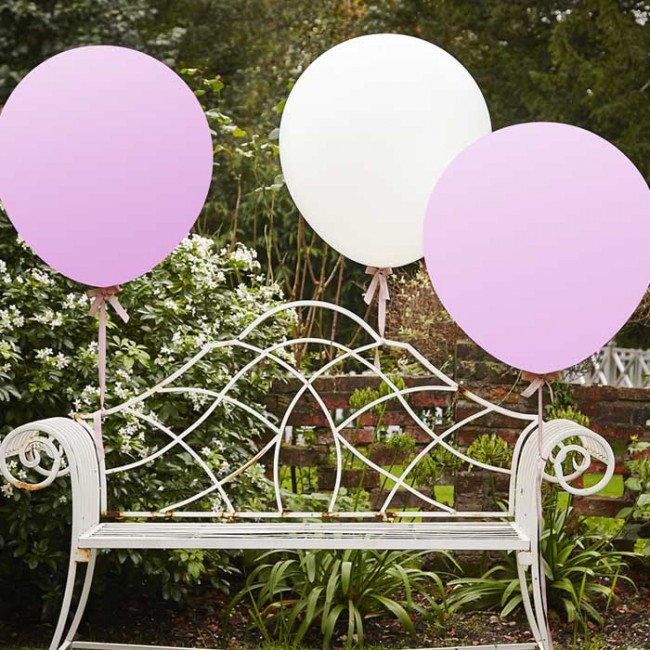 Globos grandes blancos y rosa palo 90cm