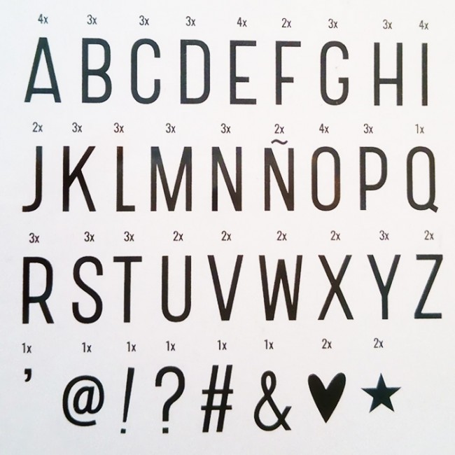 Pack de letras básico para Lightbox (85 uds.)