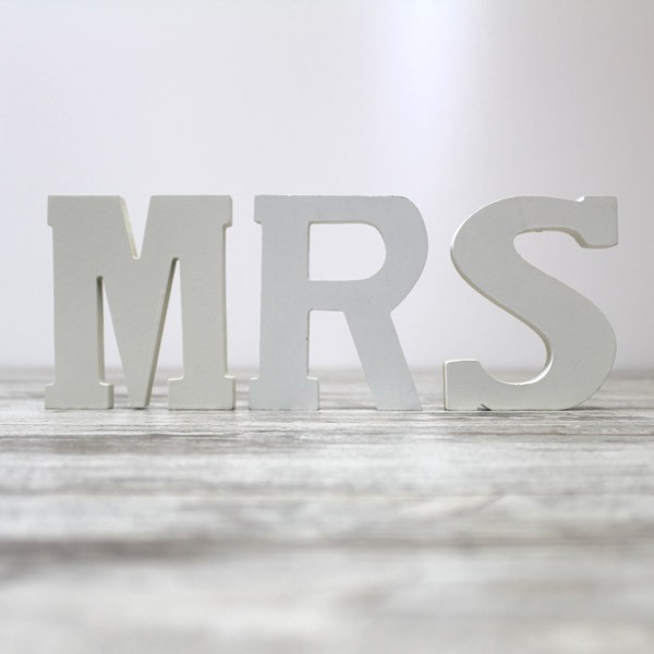 Letras Mr & Mrs madera blanca