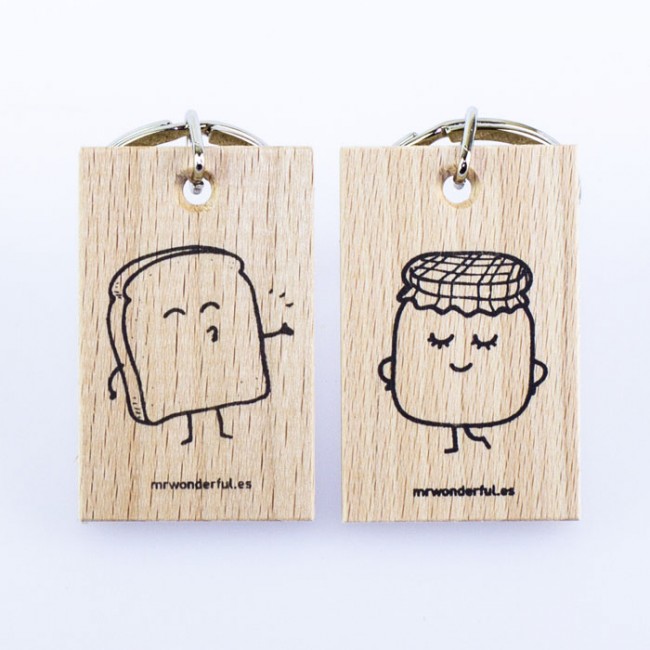 Mr. Wonderful - set de 2 llaveros tostada y mermelada
