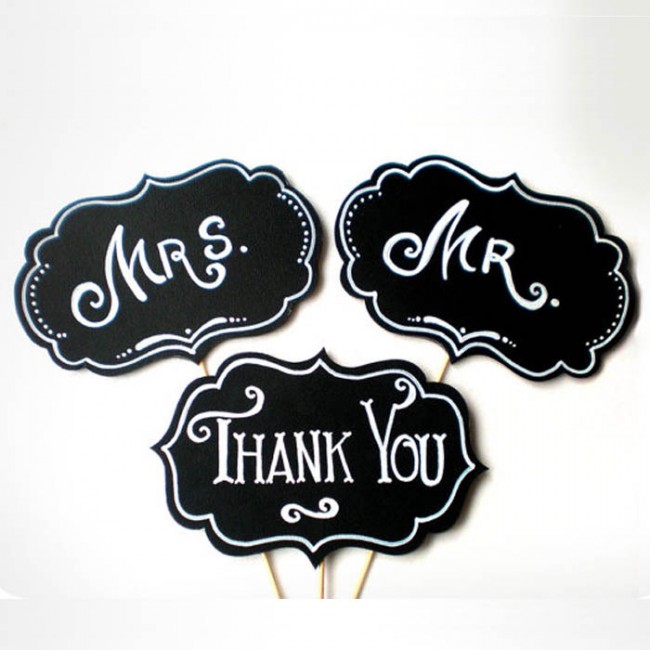 Pack de 3 pizarras Mr & Mr & thank you