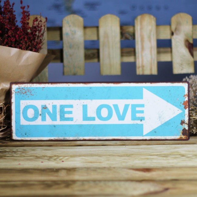 Placa de metal señal one love