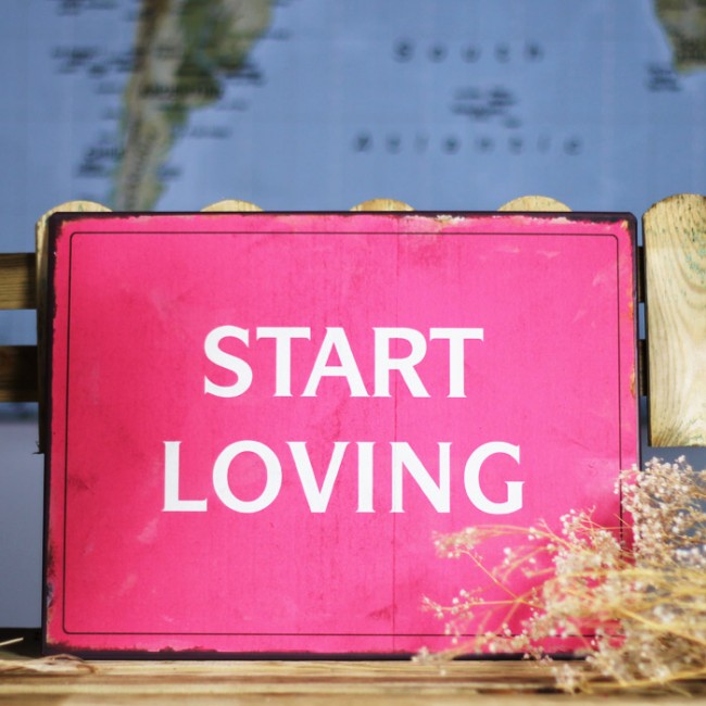 Placa de metal start loving