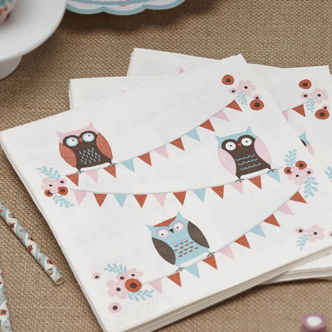 Servilletas de papel con buhos (20 uds.)