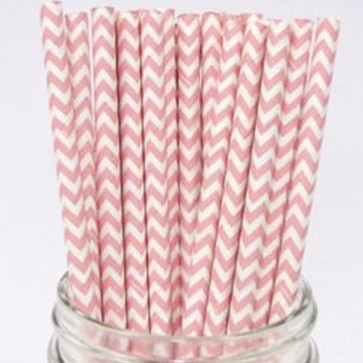 Cañitas rayas rosa chevron