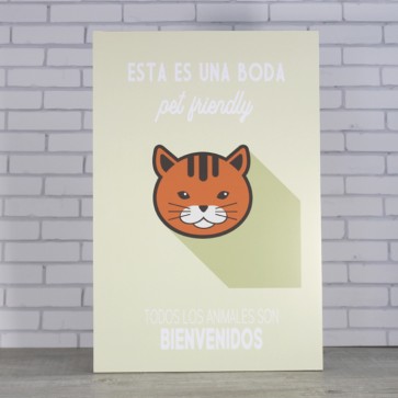 Cartel para gatos en tu boda