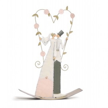 Muñequitos balancín novios corazón de rosas