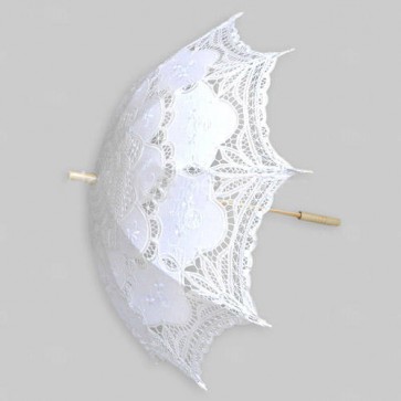 Paraguas de novia de algodón blanco
