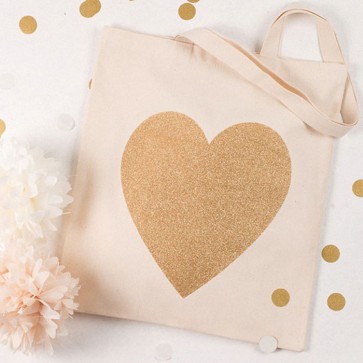 Bolsa de tela corazón glitter