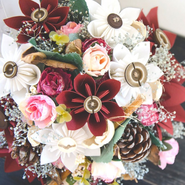 Ramo De Flores De Papel Una Boda Original