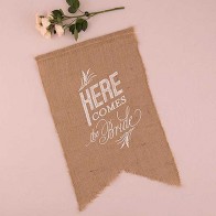 Banderín Here Comes the Bride tela de saco