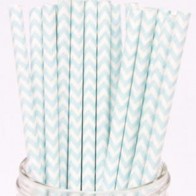 Cañitas rayas azul clarito chevron 25 uds.