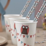 Vasos de papel con buhos (8 uds.)