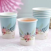 Vasos de papel con flores (8 uds.)