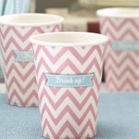 Vasos desechables rosa palo chevron (8 uds.)