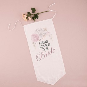 banderin here comes the bride tela floral