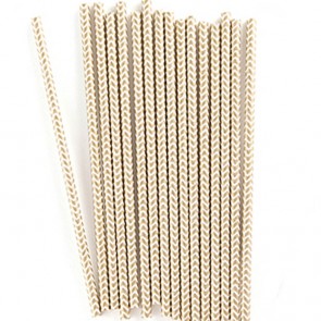 Cañitas rayas doradas chevron 25 uds.