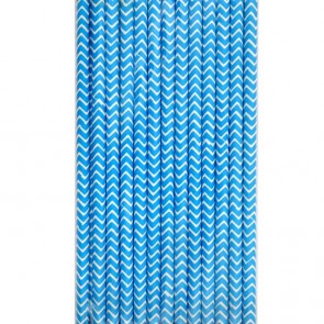 Cañitas rayas azules chevron 25 uds.