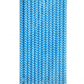 Cañitas rayas azules chevron 25 uds.