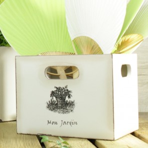 Caja de madera blanco decapado