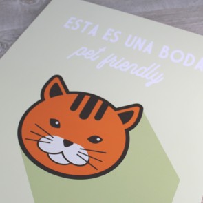 Cartel para gatos en tu boda