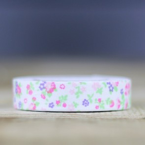 Fabric tape blanco con flores 