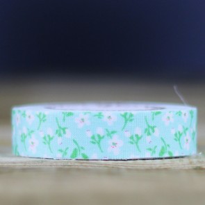 Fabric tape flores verde mint