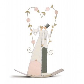 Muñequitos balancín novios corazón de rosas