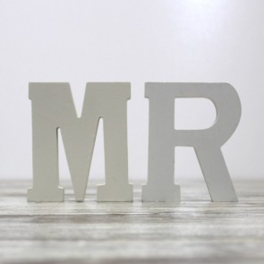 Letras Mr Mrs madera blanca